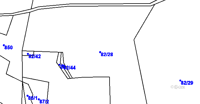 Parcela st. 82/28 v KÚ Klučenice, Katastrální mapa