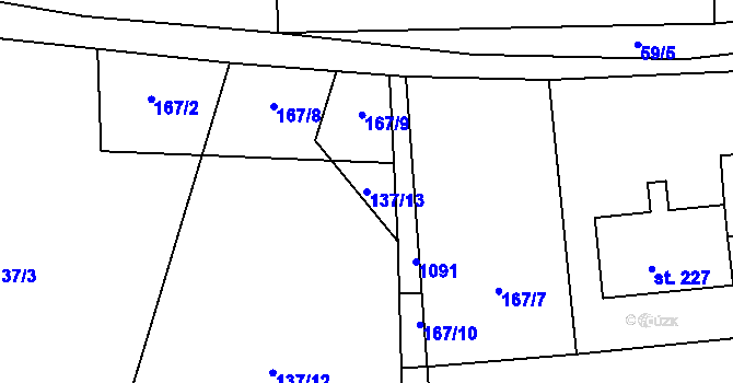 Parcela st. 137/13 v KÚ Klučenice, Katastrální mapa