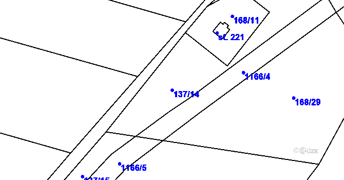 Parcela st. 137/14 v KÚ Klučenice, Katastrální mapa