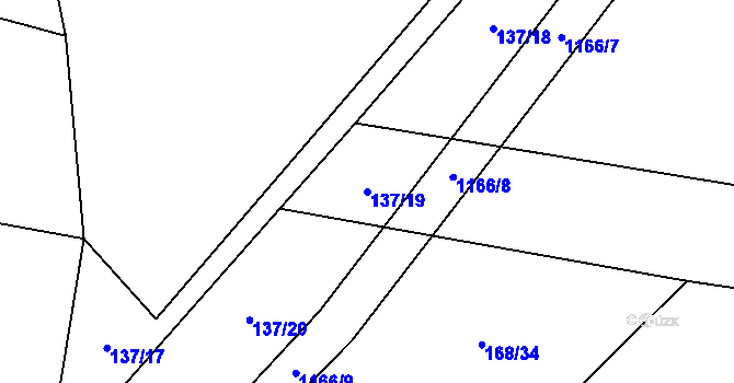 Parcela st. 137/19 v KÚ Klučenice, Katastrální mapa