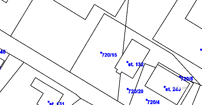 Parcela st. 720/15 v KÚ Klučenice, Katastrální mapa