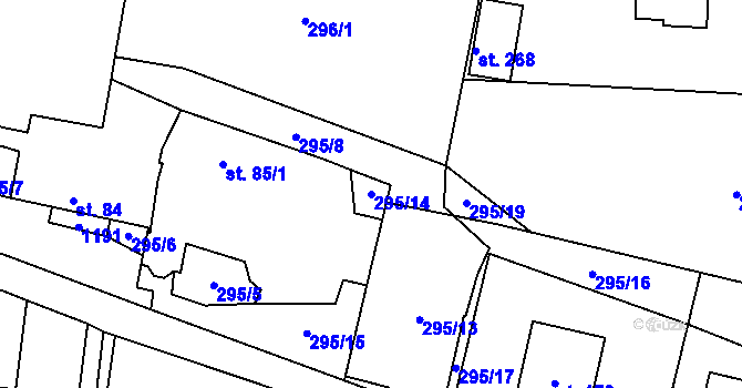 Parcela st. 295/14 v KÚ Klučenice, Katastrální mapa