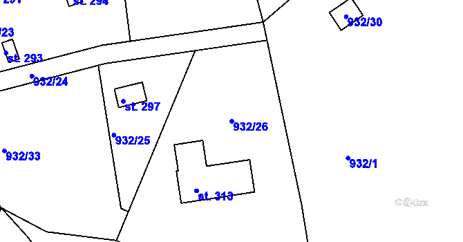 Parcela st. 932/26 v KÚ Klučenice, Katastrální mapa