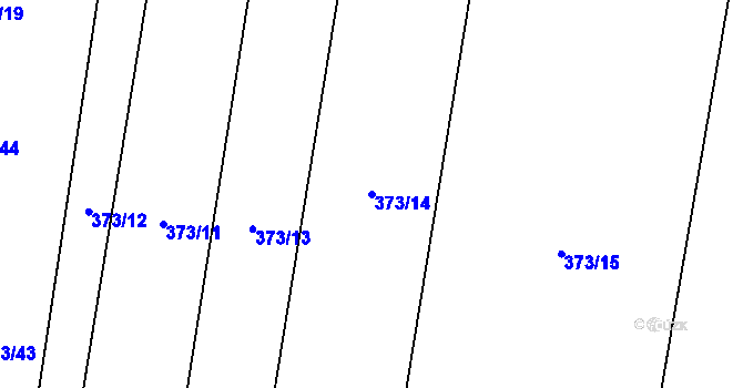 Parcela st. 373/14 v KÚ Klučenice, Katastrální mapa