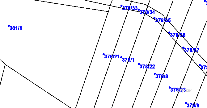 Parcela st. 378/21 v KÚ Klučenice, Katastrální mapa