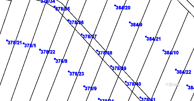 Parcela st. 378/38 v KÚ Klučenice, Katastrální mapa