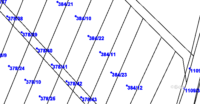 Parcela st. 384/11 v KÚ Klučenice, Katastrální mapa