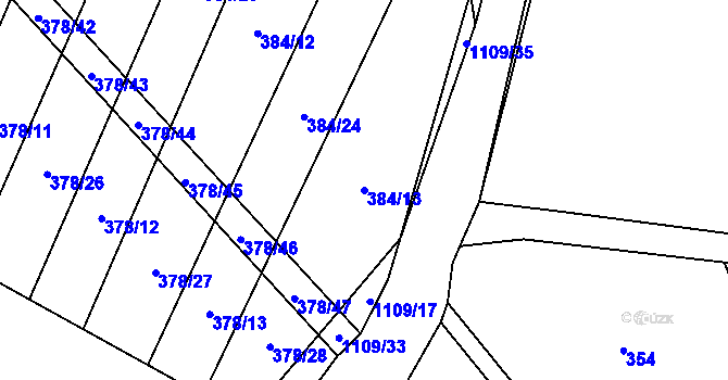 Parcela st. 384/13 v KÚ Klučenice, Katastrální mapa