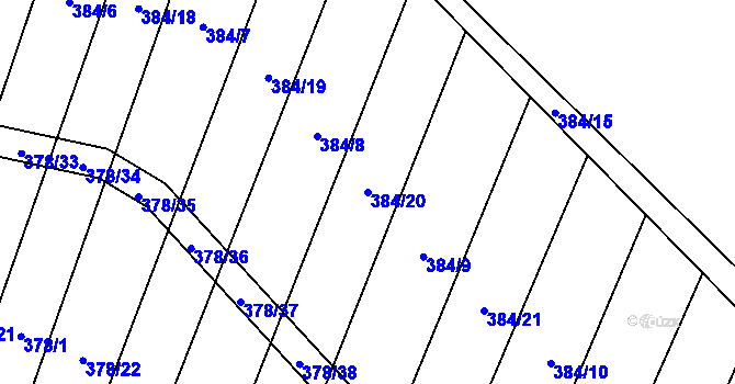 Parcela st. 384/20 v KÚ Klučenice, Katastrální mapa