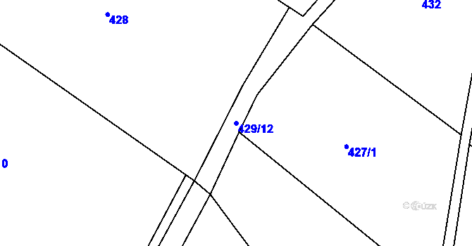 Parcela st. 429/12 v KÚ Klučenice, Katastrální mapa