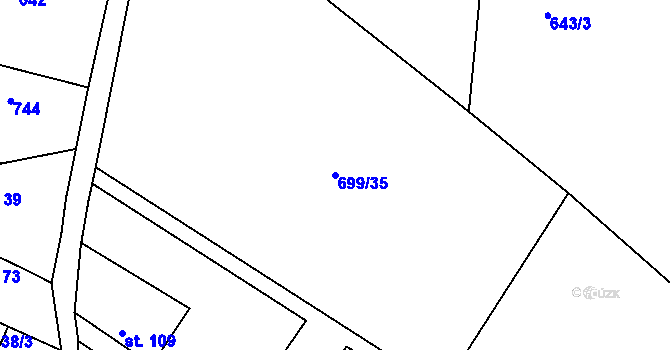 Parcela st. 699/35 v KÚ Klučenice, Katastrální mapa