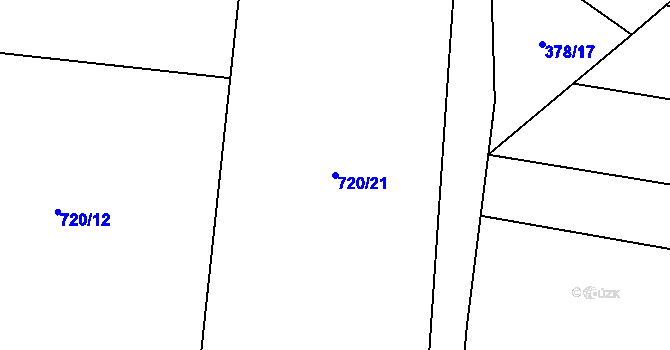 Parcela st. 720/21 v KÚ Klučenice, Katastrální mapa