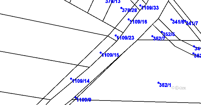 Parcela st. 1109/15 v KÚ Klučenice, Katastrální mapa