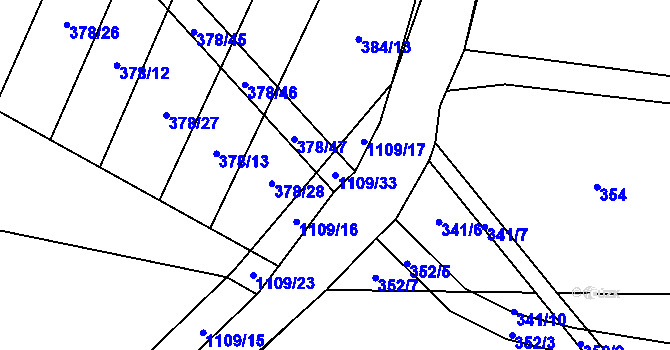 Parcela st. 1109/33 v KÚ Klučenice, Katastrální mapa