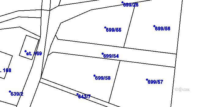 Parcela st. 699/54 v KÚ Klučenice, Katastrální mapa