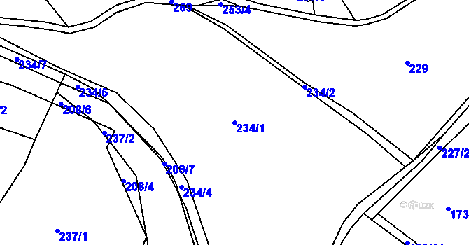 Parcela st. 234/1 v KÚ Planá u Klučenic, Katastrální mapa