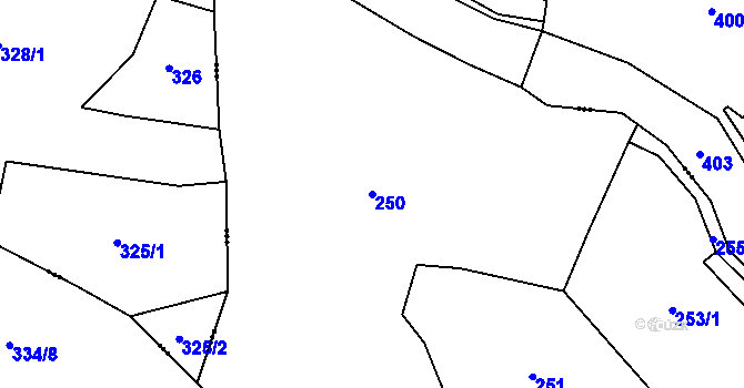 Parcela st. 250 v KÚ Planá u Klučenic, Katastrální mapa