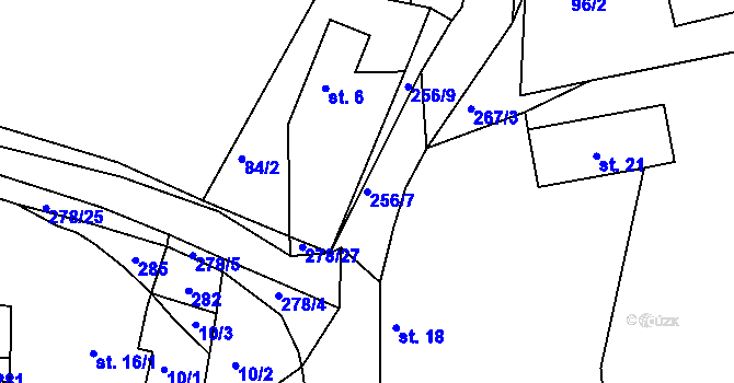 Parcela st. 256/7 v KÚ Planá u Klučenic, Katastrální mapa