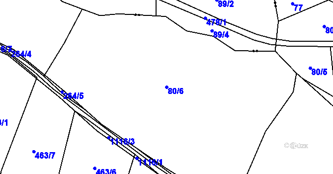 Parcela st. 80/6 v KÚ Planá u Klučenic, Katastrální mapa