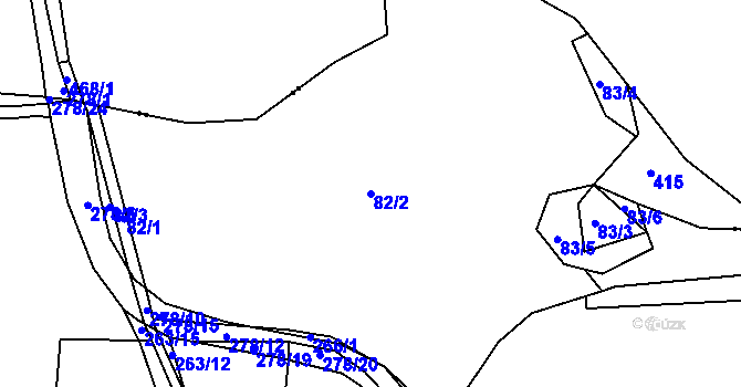 Parcela st. 82/2 v KÚ Planá u Klučenic, Katastrální mapa