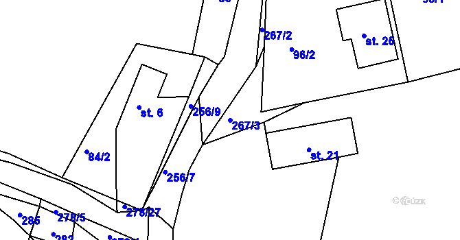 Parcela st. 267/3 v KÚ Planá u Klučenic, Katastrální mapa