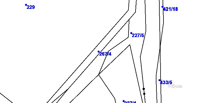 Parcela st. 267/4 v KÚ Planá u Klučenic, Katastrální mapa