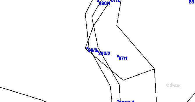 Parcela st. 280/2 v KÚ Planá u Klučenic, Katastrální mapa