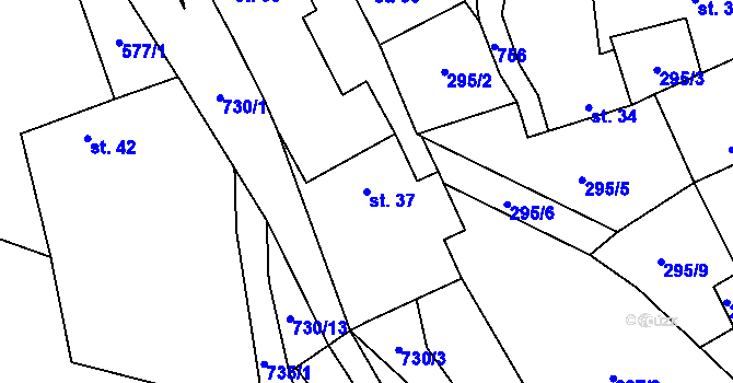 Parcela st. 37 v KÚ Voltýřov, Katastrální mapa