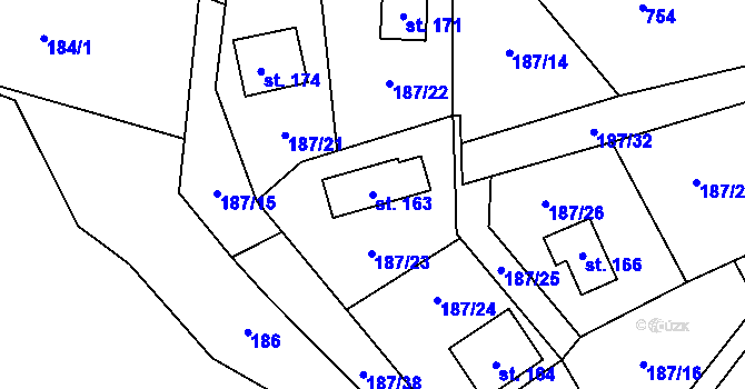 Parcela st. 163 v KÚ Voltýřov, Katastrální mapa