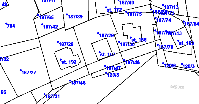 Parcela st. 167 v KÚ Voltýřov, Katastrální mapa