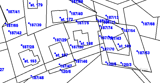 Parcela st. 168 v KÚ Voltýřov, Katastrální mapa