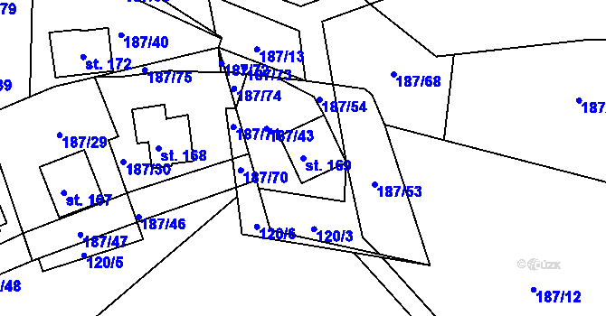 Parcela st. 169 v KÚ Voltýřov, Katastrální mapa