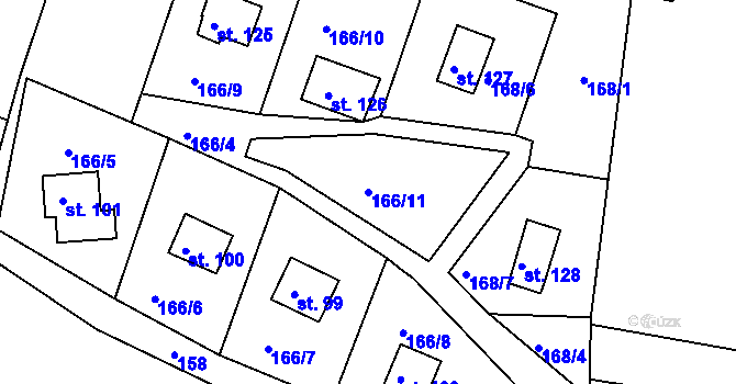 Parcela st. 166/11 v KÚ Voltýřov, Katastrální mapa