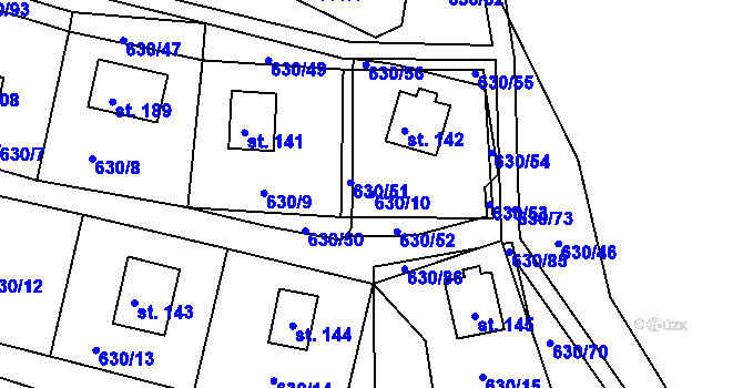 Parcela st. 630/10 v KÚ Voltýřov, Katastrální mapa