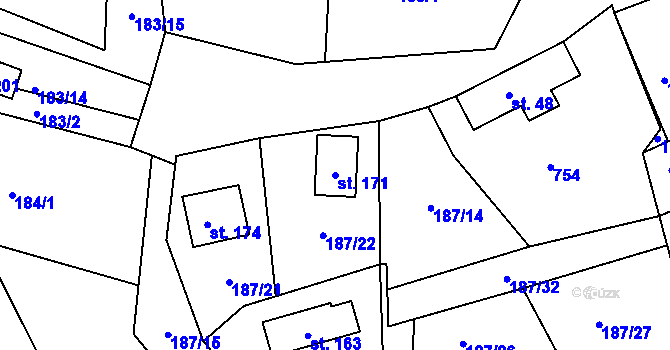 Parcela st. 171 v KÚ Voltýřov, Katastrální mapa