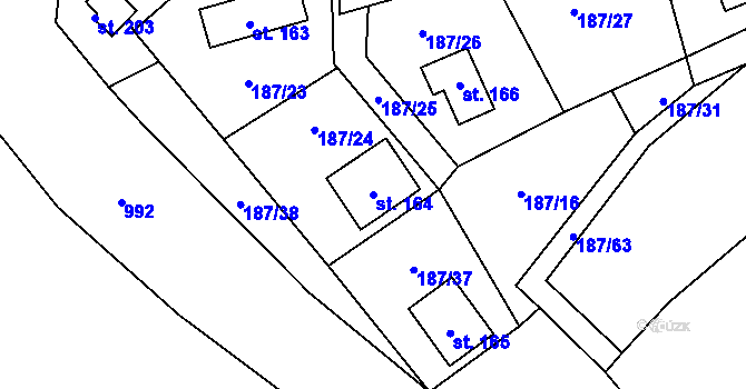Parcela st. 164 v KÚ Voltýřov, Katastrální mapa