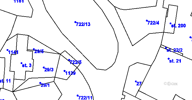 Parcela st. 722/12 v KÚ Voltýřov, Katastrální mapa