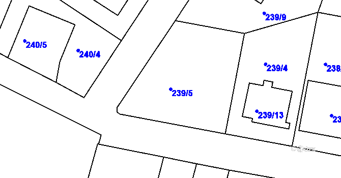Parcela st. 239/5 v KÚ Klučov u Českého Brodu, Katastrální mapa