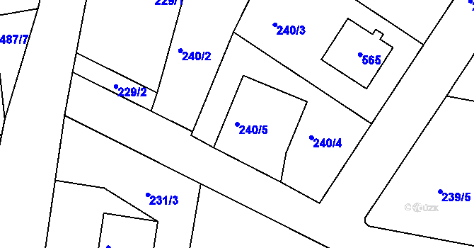 Parcela st. 240/5 v KÚ Klučov u Českého Brodu, Katastrální mapa