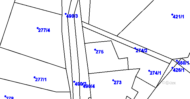 Parcela st. 275 v KÚ Klučov u Českého Brodu, Katastrální mapa