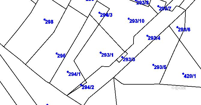 Parcela st. 293/1 v KÚ Klučov u Českého Brodu, Katastrální mapa