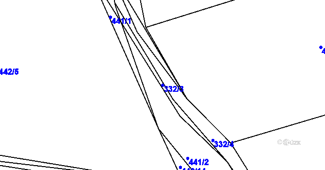 Parcela st. 332/3 v KÚ Klučov u Českého Brodu, Katastrální mapa