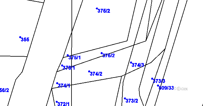 Parcela st. 376/2 v KÚ Klučov u Českého Brodu, Katastrální mapa