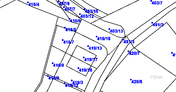 Parcela st. 419/13 v KÚ Klučov u Českého Brodu, Katastrální mapa
