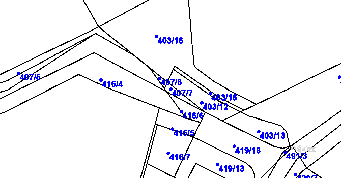 Parcela st. 407/7 v KÚ Klučov u Českého Brodu, Katastrální mapa