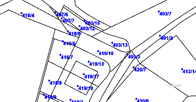 Parcela st. 419/18 v KÚ Klučov u Českého Brodu, Katastrální mapa