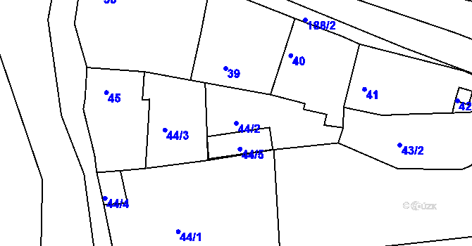 Parcela st. 44/2 v KÚ Lstiboř, Katastrální mapa