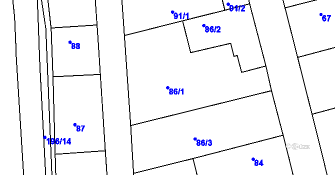 Parcela st. 86/1 v KÚ Lstiboř, Katastrální mapa