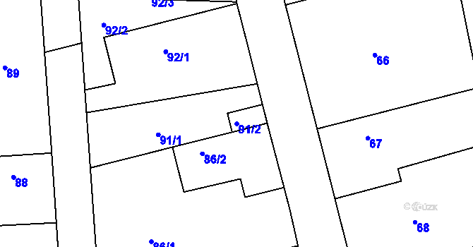 Parcela st. 91/2 v KÚ Lstiboř, Katastrální mapa