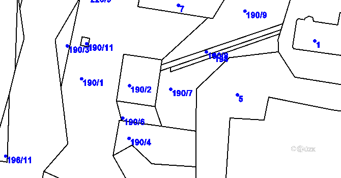 Parcela st. 190/7 v KÚ Lstiboř, Katastrální mapa